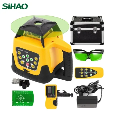 SIHAO – 360° Rotary Laser Level – Self-Leveling Red Beam With Remote & Receiver for Construction, Indoor/Outdoor Alignment